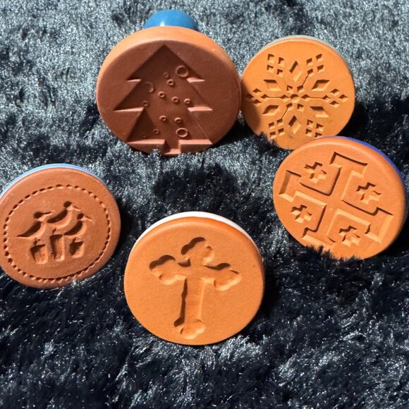 Rycraft Ceramic Cookie Stamps With Assorted Holiday Designs Set Of 5 - Picture 2 of 7